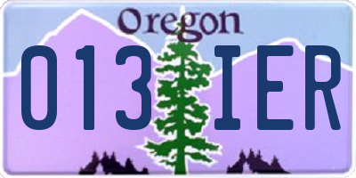 OR license plate 013IER