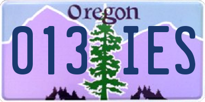 OR license plate 013IES