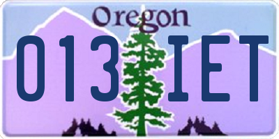 OR license plate 013IET