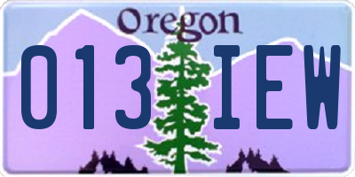 OR license plate 013IEW