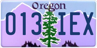 OR license plate 013IEX