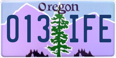 OR license plate 013IFE