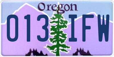 OR license plate 013IFW