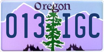 OR license plate 013IGC