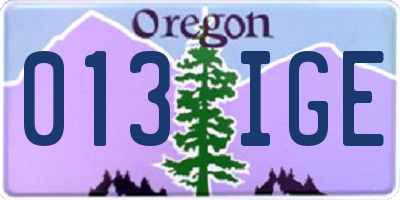 OR license plate 013IGE
