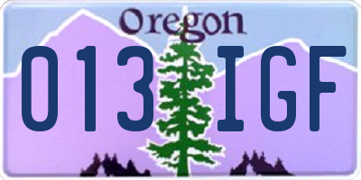 OR license plate 013IGF