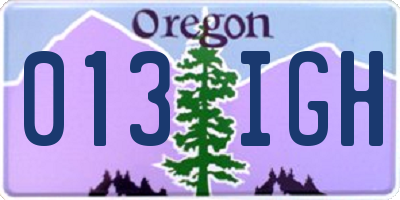 OR license plate 013IGH