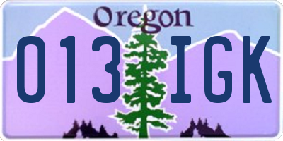 OR license plate 013IGK