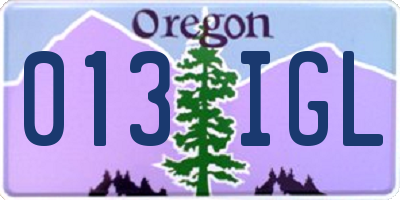 OR license plate 013IGL