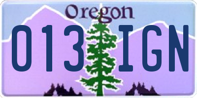 OR license plate 013IGN