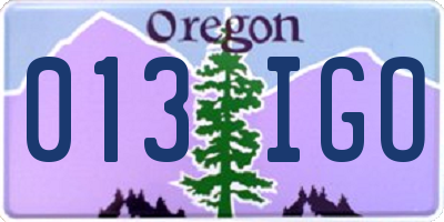 OR license plate 013IGO