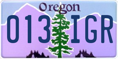 OR license plate 013IGR