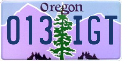 OR license plate 013IGT