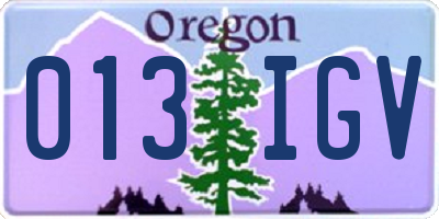OR license plate 013IGV