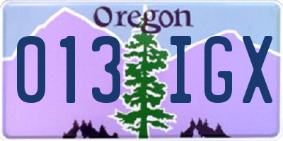 OR license plate 013IGX