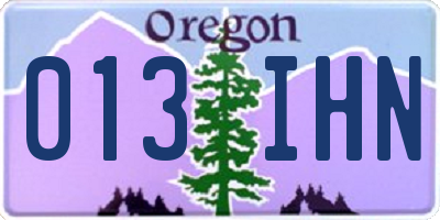 OR license plate 013IHN