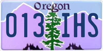 OR license plate 013IHS