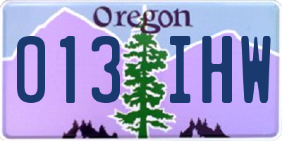 OR license plate 013IHW