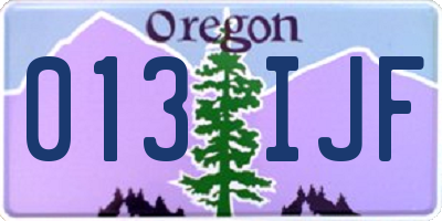 OR license plate 013IJF