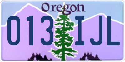 OR license plate 013IJL