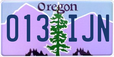 OR license plate 013IJN