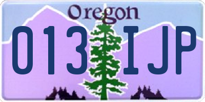 OR license plate 013IJP