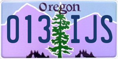 OR license plate 013IJS