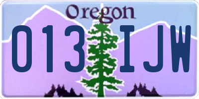 OR license plate 013IJW