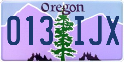 OR license plate 013IJX