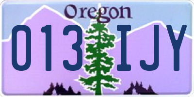 OR license plate 013IJY