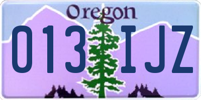OR license plate 013IJZ