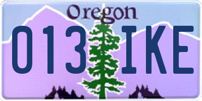 OR license plate 013IKE