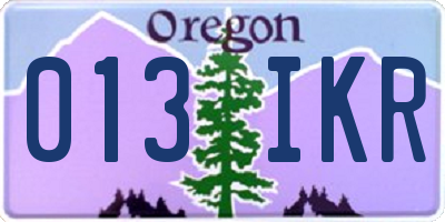 OR license plate 013IKR