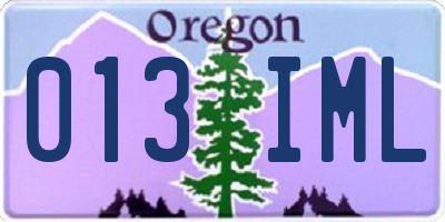 OR license plate 013IML