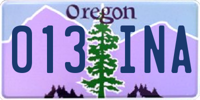 OR license plate 013INA