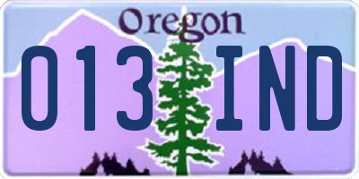OR license plate 013IND
