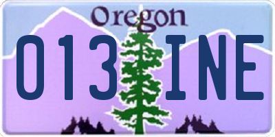 OR license plate 013INE