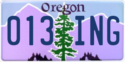 OR license plate 013ING