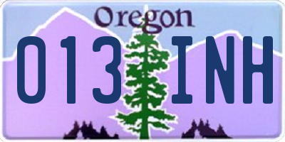 OR license plate 013INH