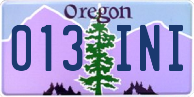 OR license plate 013INI