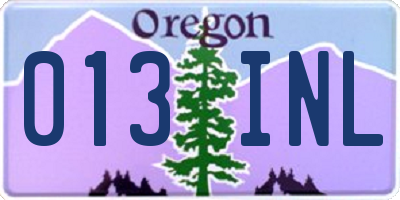 OR license plate 013INL