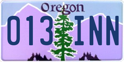 OR license plate 013INN