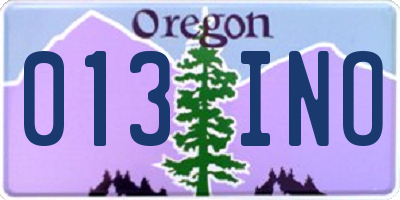 OR license plate 013INO