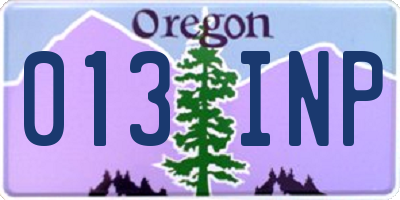 OR license plate 013INP