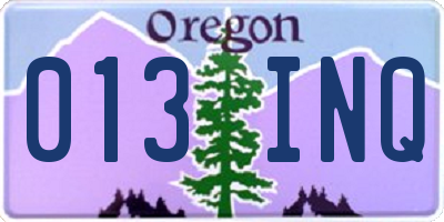 OR license plate 013INQ