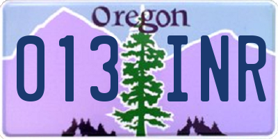 OR license plate 013INR