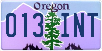 OR license plate 013INT