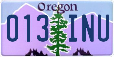 OR license plate 013INU