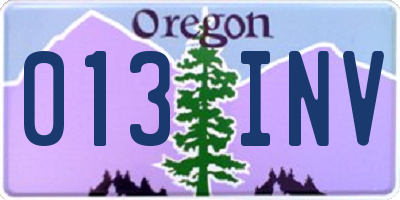 OR license plate 013INV