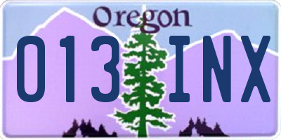 OR license plate 013INX